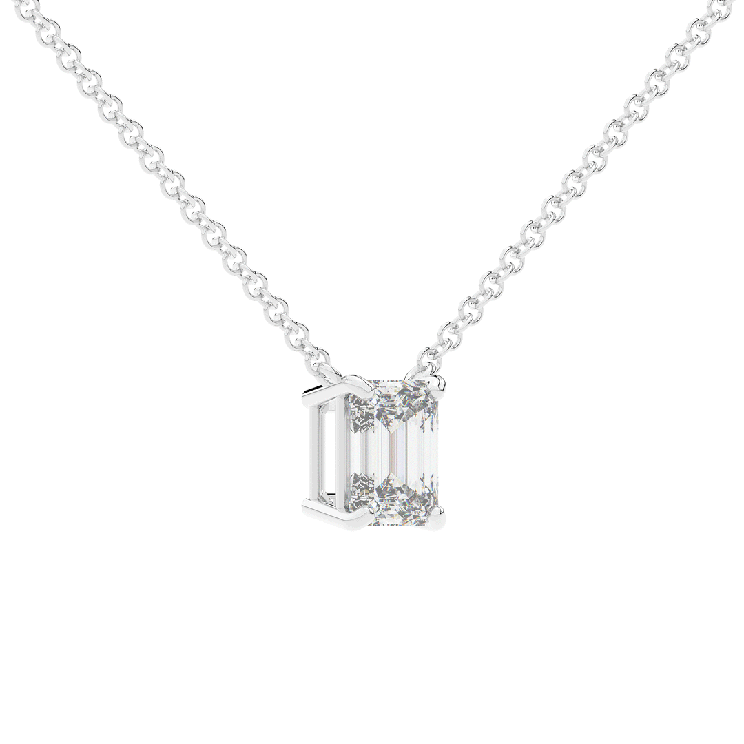 1.50CT EMERALD CUT CERTIFIED LAB DIAMOND SOLITAIRE PENDANT - Nazarelle