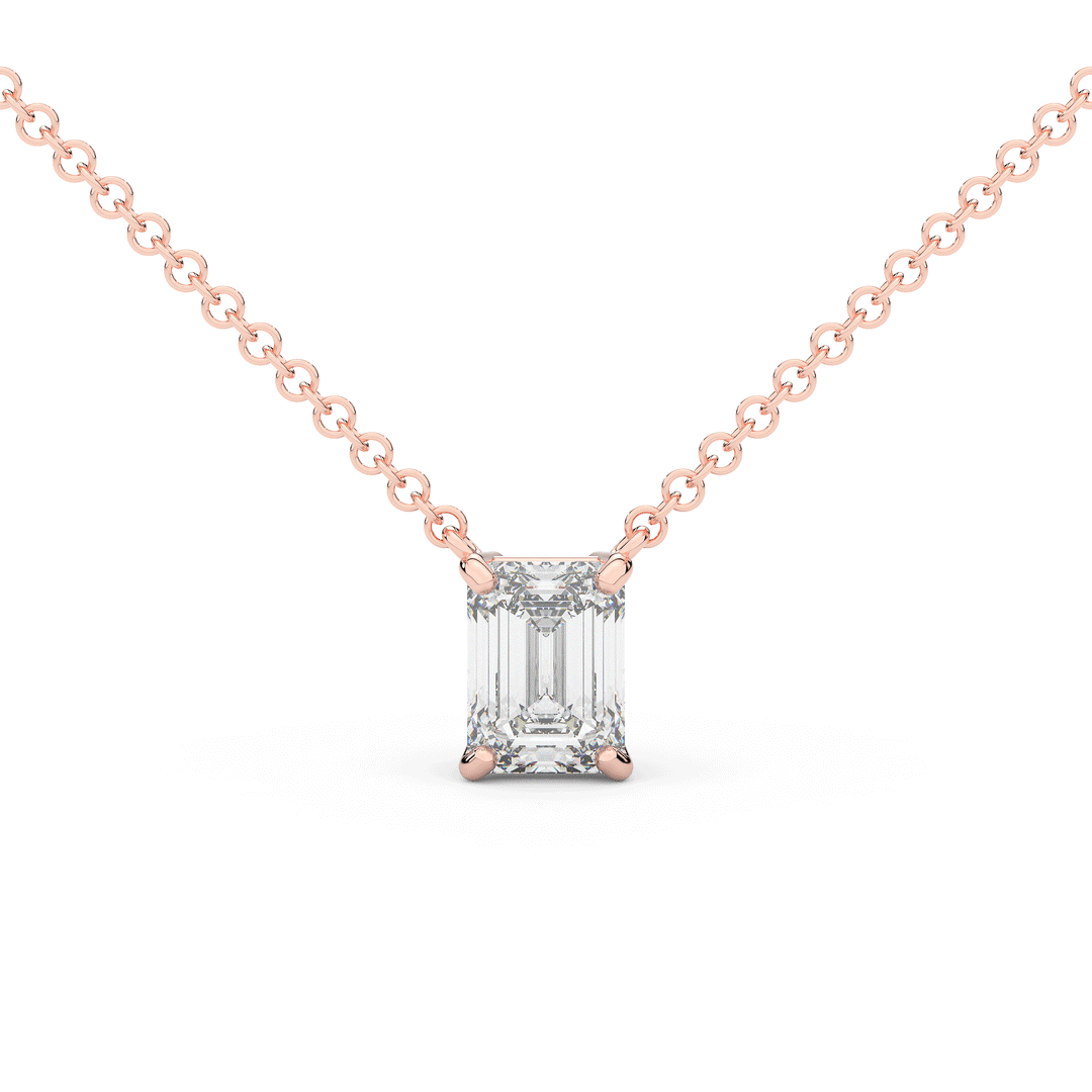 1.50CT EMERALD CUT CERTIFIED LAB DIAMOND SOLITAIRE PENDANT - Nazarelle