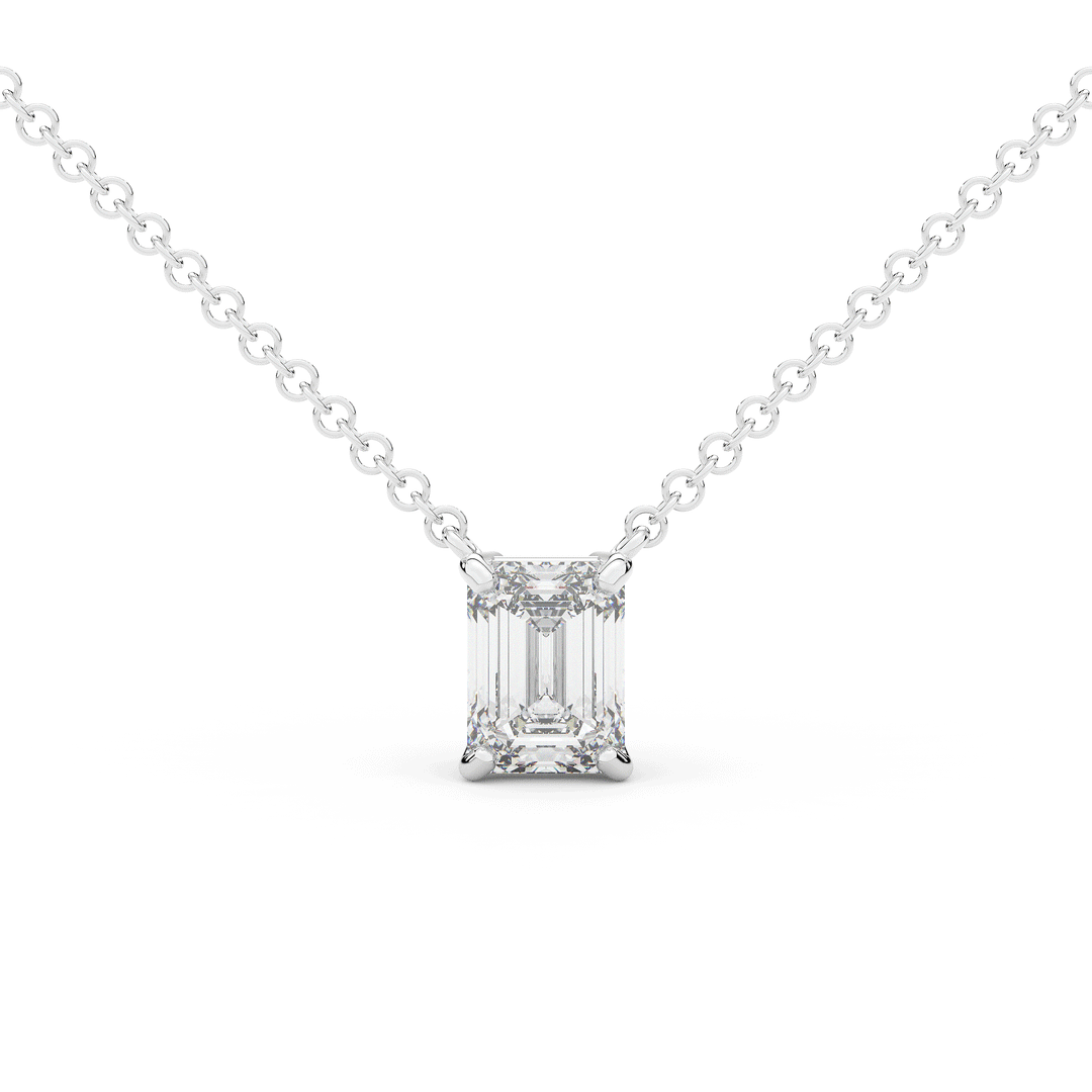 1.50CT EMERALD CUT CERTIFIED LAB DIAMOND SOLITAIRE PENDANT - Nazarelle