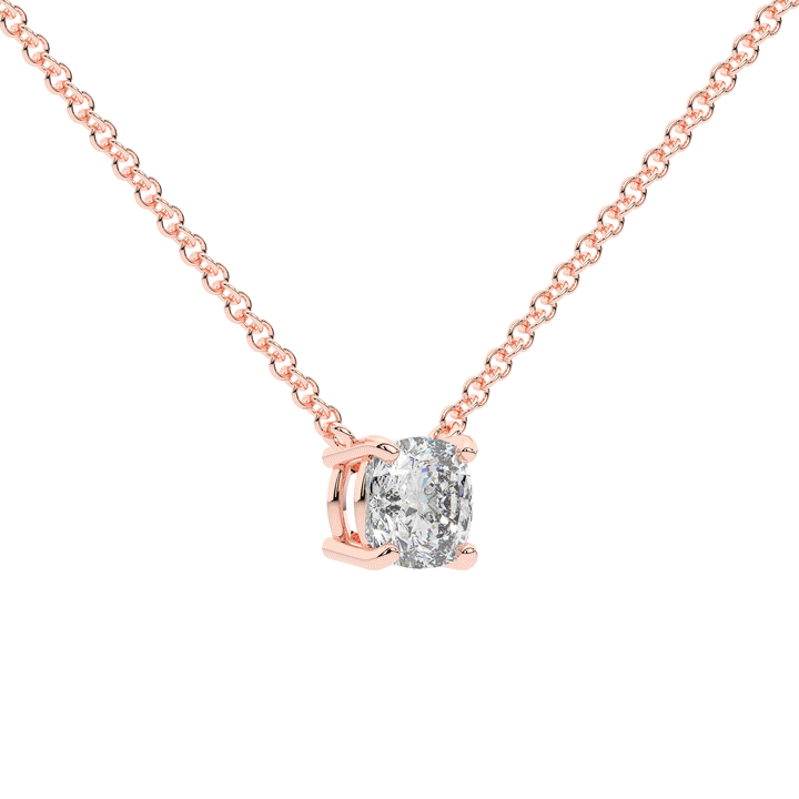 1.00CT.TW CUSHION LAB DIAMOND SOLITAIRE PENDANT - Nazarelle