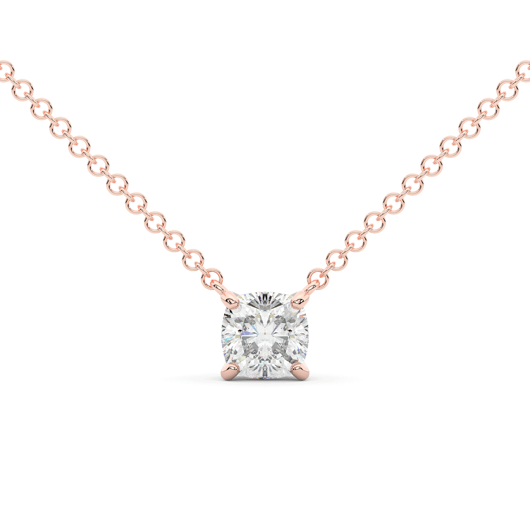 1.00CT.TW CUSHION LAB DIAMOND SOLITAIRE PENDANT - Nazarelle