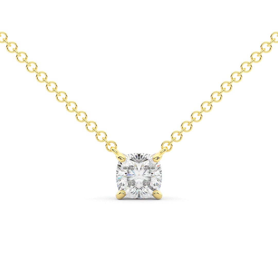 1.00CT.TW CUSHION LAB DIAMOND SOLITAIRE PENDANT - Nazarelle