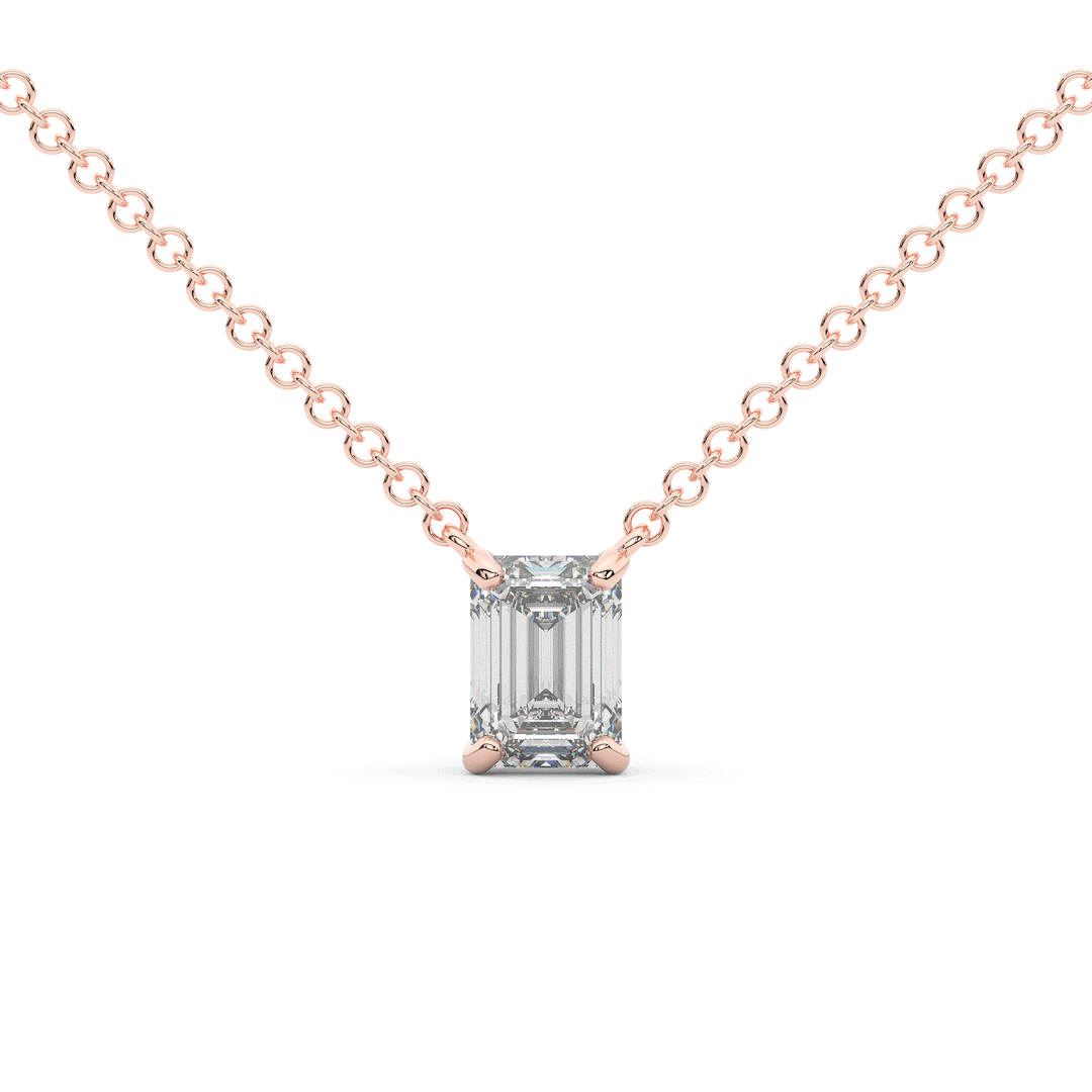 1.00CT.TW EMERALD CUT LAB DIAMOND SOLITAIRE PENDANT - Nazarelle