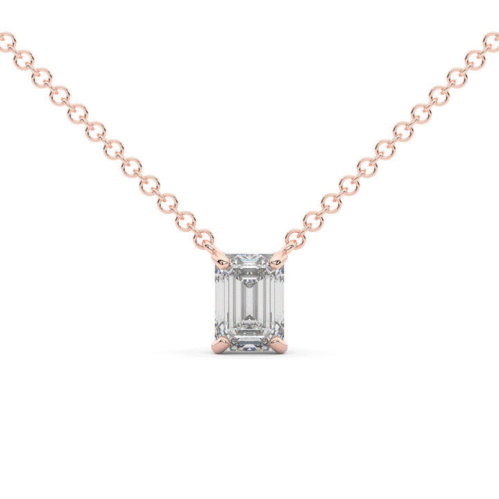 1.00CT.TW EMERALD CUT LAB DIAMOND SOLITAIRE PENDANT - Nazarelle