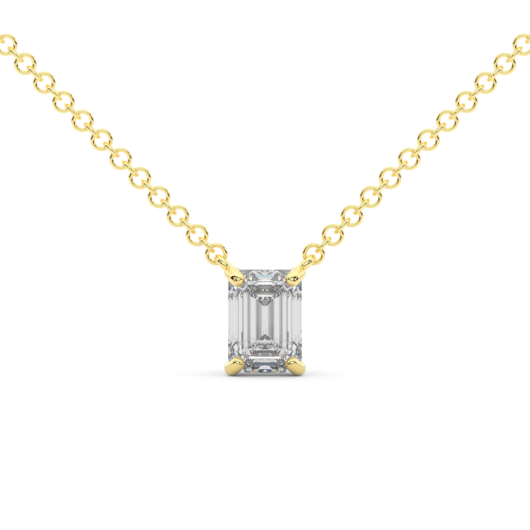 1.00CT.TW EMERALD CUT LAB DIAMOND SOLITAIRE PENDANT - Nazarelle