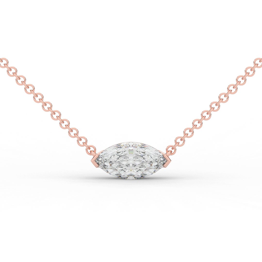 1.00CT.TW MARQUISE LAB DIAMOND SOLITAIRE PENDANT - Nazarelle