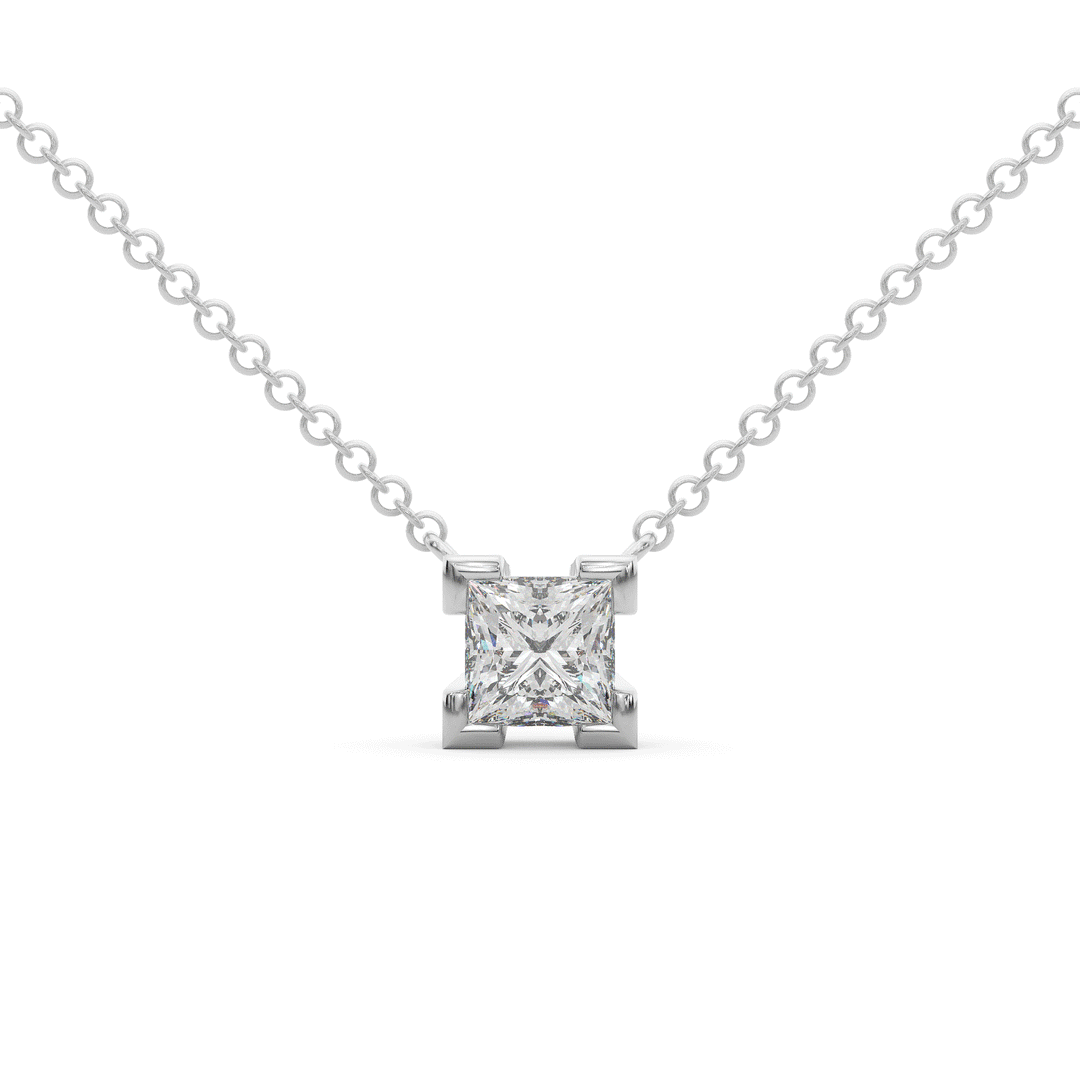 1.00CT.TW PRINCESS CUT LAB DIAMOND SOLITAIRE PENDANT - Nazarelle