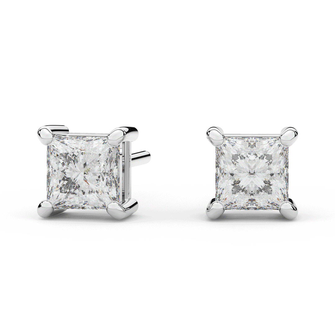 2.0CT.TW PRINCESS CERTIFIED LAB DIAMOND STUD EARRINGS - Nazarelle
