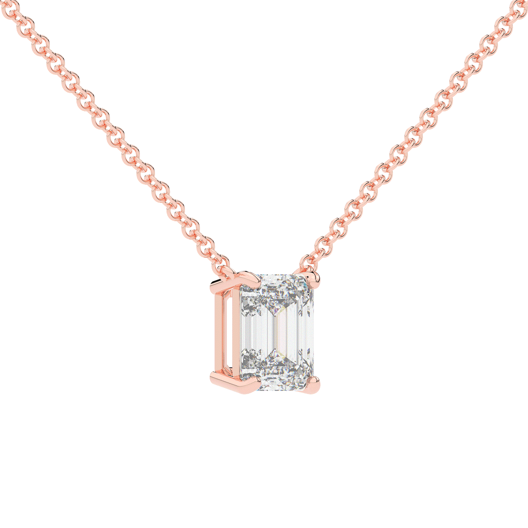 2.00CT EMERALD CUT CERTIFIED LAB DIAMOND SOLITAIRE PENDANT - Nazarelle
