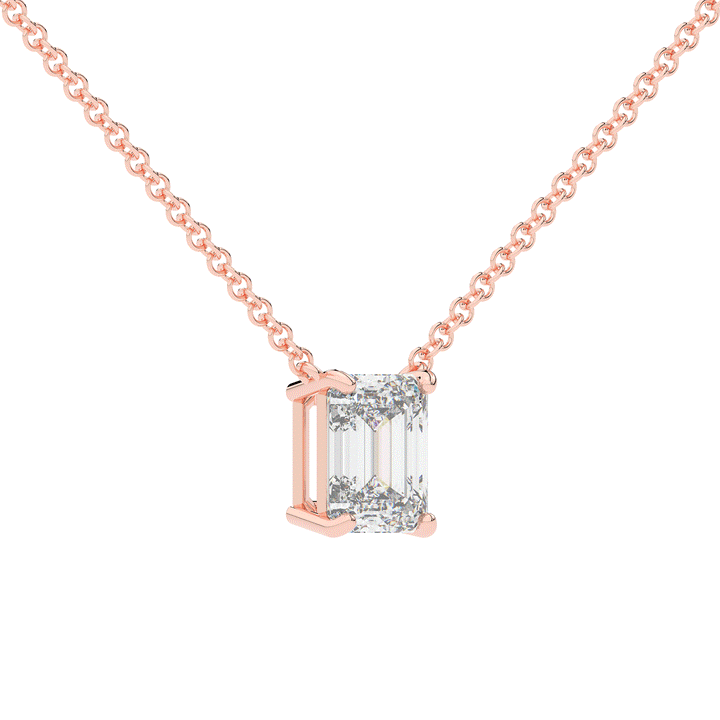 2.00CT EMERALD CUT CERTIFIED LAB DIAMOND SOLITAIRE PENDANT - Nazarelle
