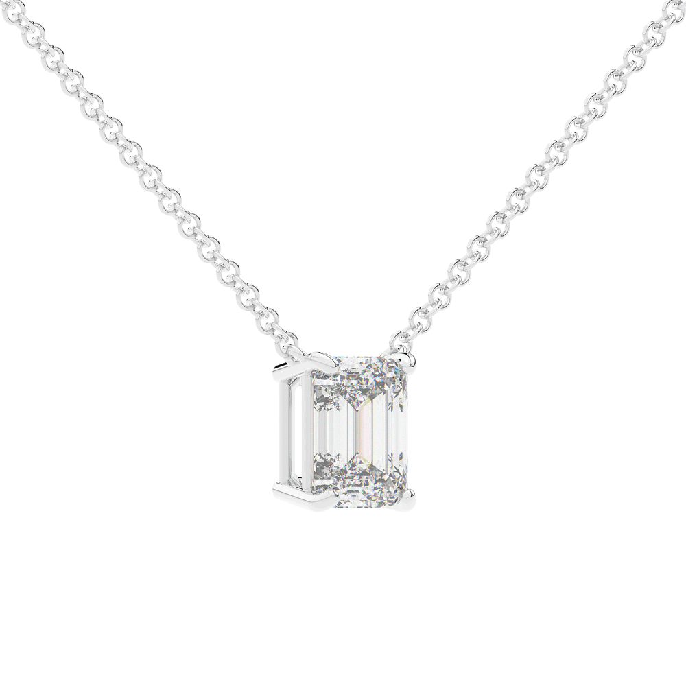 2.00CT EMERALD CUT CERTIFIED LAB DIAMOND SOLITAIRE PENDANT - Nazarelle