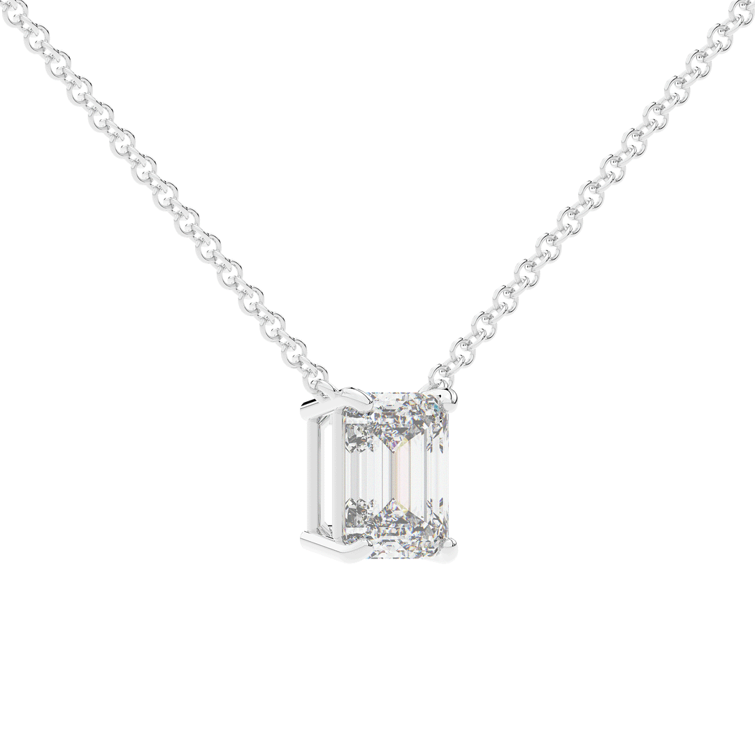 2.00CT EMERALD CUT CERTIFIED LAB DIAMOND SOLITAIRE PENDANT - Nazarelle