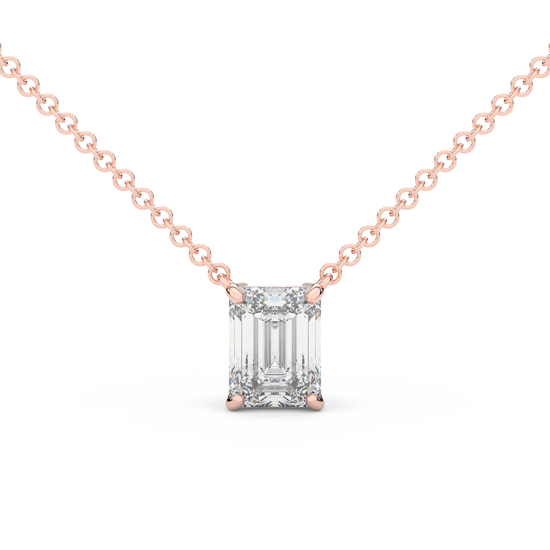 2.00CT EMERALD CUT CERTIFIED LAB DIAMOND SOLITAIRE PENDANT - Nazarelle
