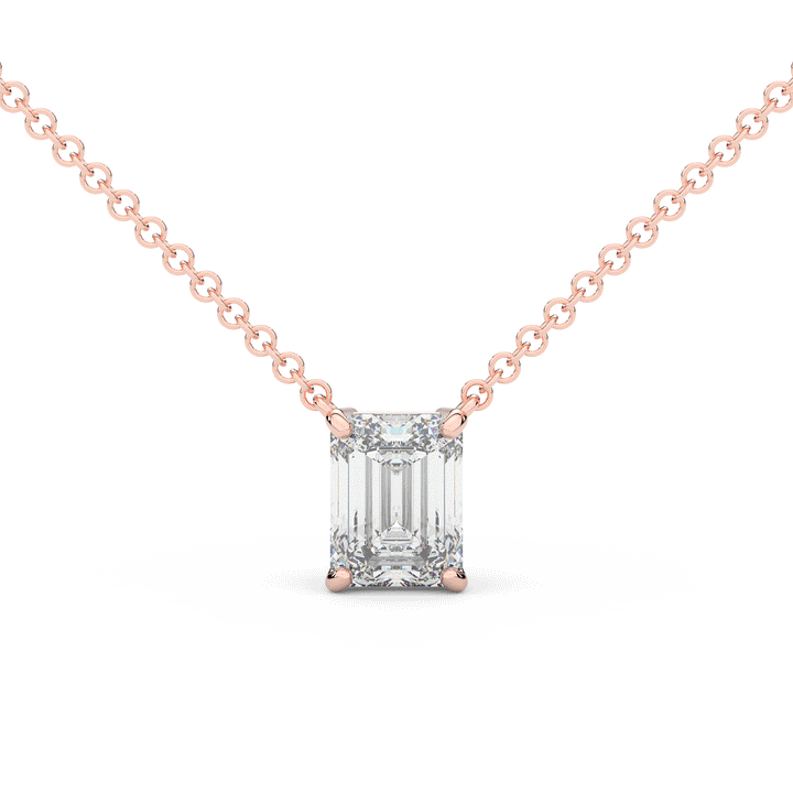 2.00CT EMERALD CUT CERTIFIED LAB DIAMOND SOLITAIRE PENDANT - Nazarelle