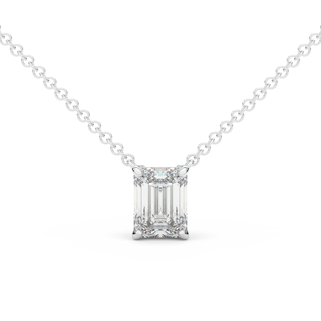 2.00CT EMERALD CUT CERTIFIED LAB DIAMOND SOLITAIRE PENDANT - Nazarelle