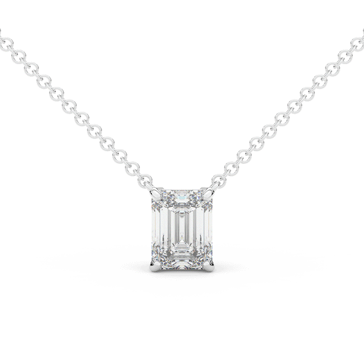 2.00CT EMERALD CUT CERTIFIED LAB DIAMOND SOLITAIRE PENDANT - Nazarelle