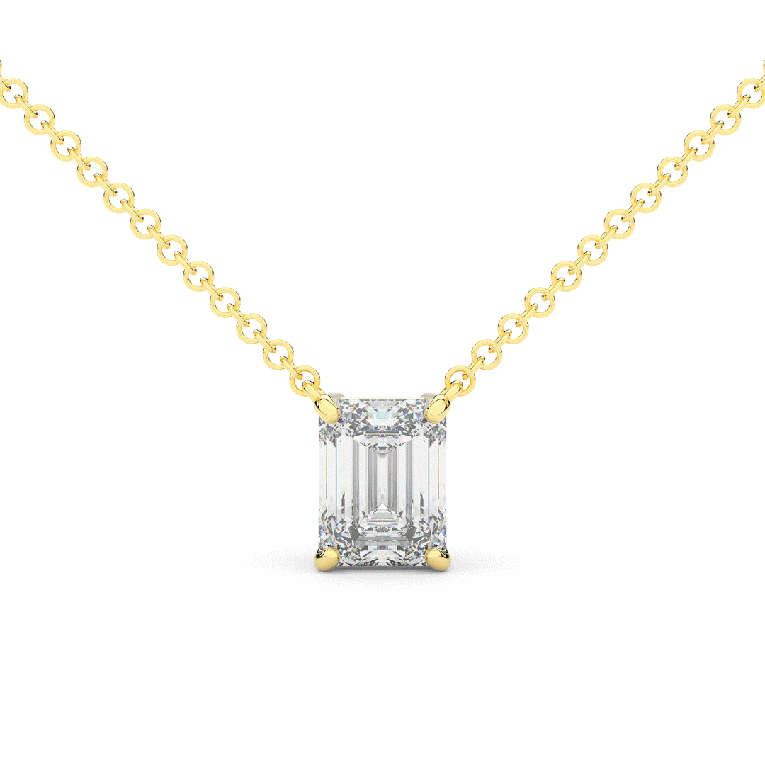 2.00CT EMERALD CUT CERTIFIED LAB DIAMOND SOLITAIRE PENDANT - Nazarelle
