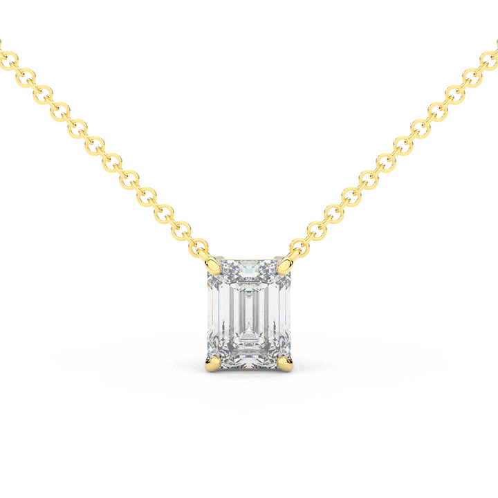 2.00CT EMERALD CUT CERTIFIED LAB DIAMOND SOLITAIRE PENDANT - Nazarelle