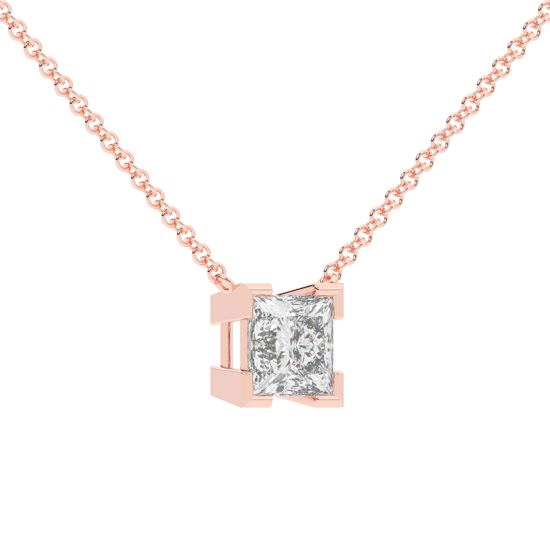 2.00CT CERTIFIED PRINCESS LAB DIAMOND SOLITAIRE PENDANT - Nazarelle