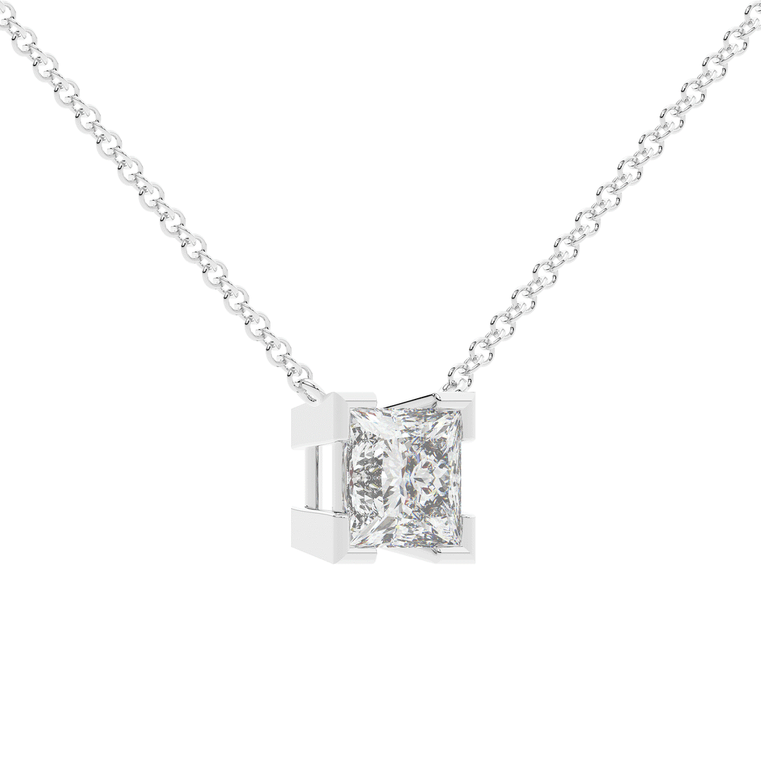 2.00CT CERTIFIED PRINCESS LAB DIAMOND SOLITAIRE PENDANT - Nazarelle