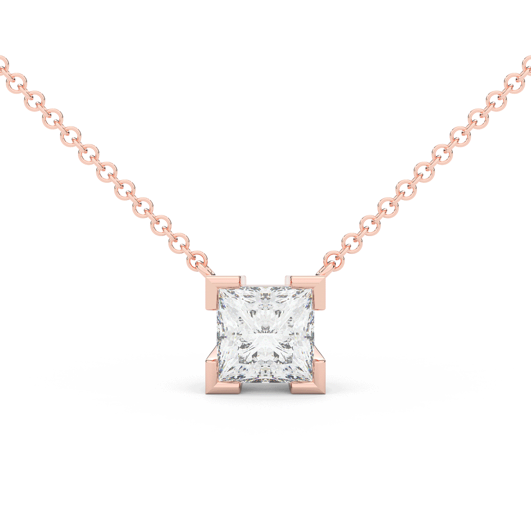 2.00CT CERTIFIED PRINCESS LAB DIAMOND SOLITAIRE PENDANT - Nazarelle