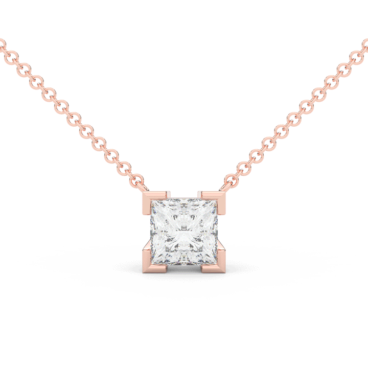2.00CT CERTIFIED PRINCESS LAB DIAMOND SOLITAIRE PENDANT - Nazarelle