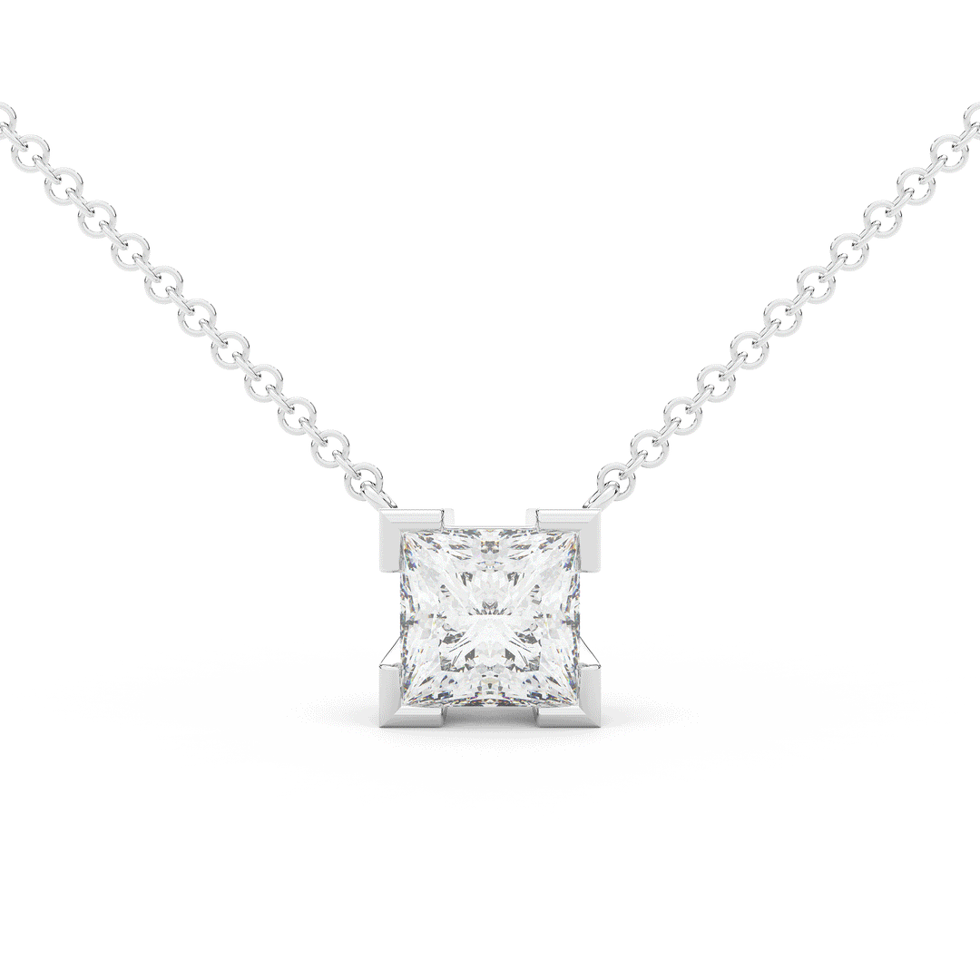 2.00CT CERTIFIED PRINCESS LAB DIAMOND SOLITAIRE PENDANT - Nazarelle