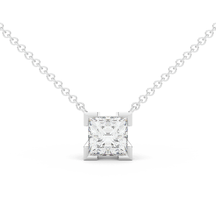 2.00CT CERTIFIED PRINCESS LAB DIAMOND SOLITAIRE PENDANT - Nazarelle