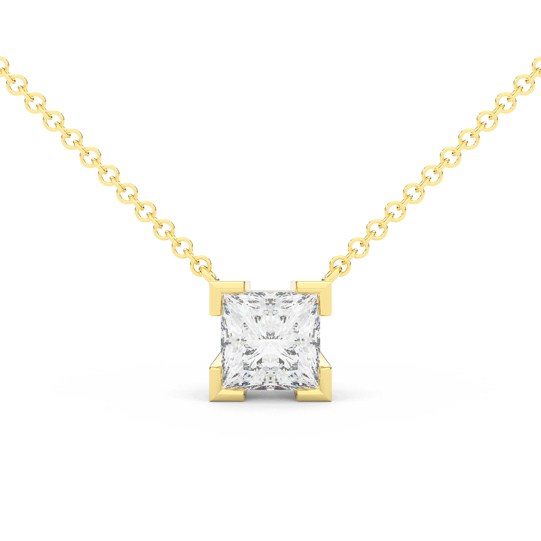 2.00CT CERTIFIED PRINCESS LAB DIAMOND SOLITAIRE PENDANT - Nazarelle