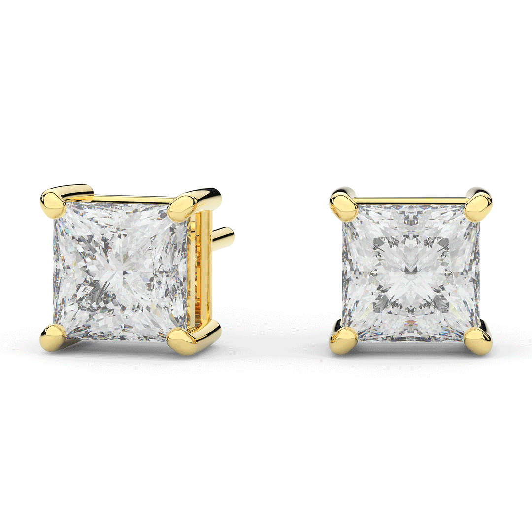4.0CT.TW PRINCESS CERTIFIED LAB DIAMOND STUD EARRINGS - Nazarelle