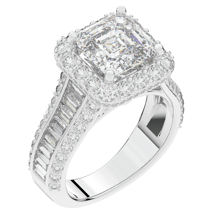 6.10CT.TW ASCHER LAB DIAMOND HALO ENGAGEMENT RING - Nazarelle