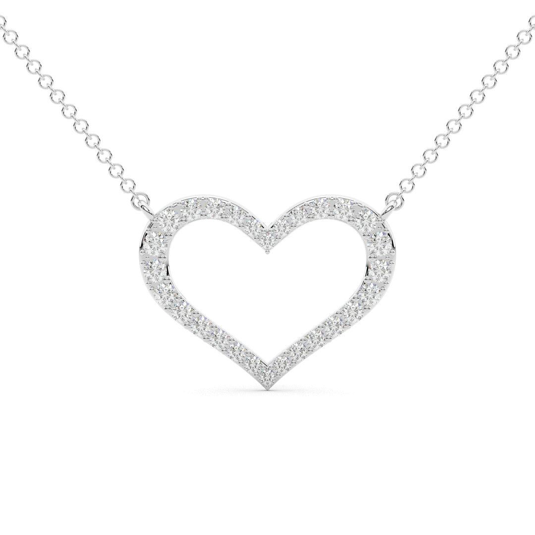 0.80CT.TW ROUND LAB DIAMOND HEART PENDANT - Nazarelle