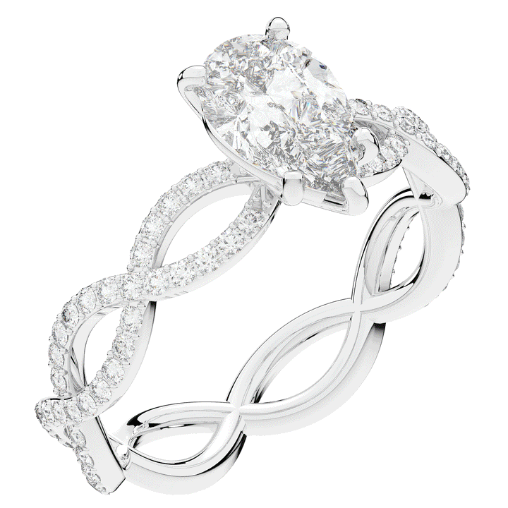 1.30CT.TW PEAR LAB DIAMOND TWIST BAND ENGAGEMENT RING - Nazarelle