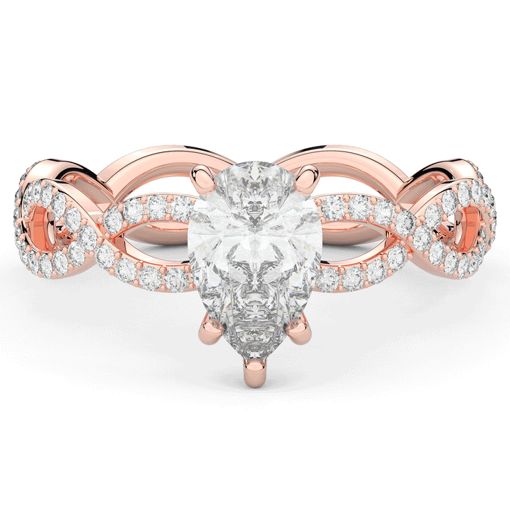1.30CT.TW PEAR LAB DIAMOND TWIST BAND ENGAGEMENT RING - Nazarelle