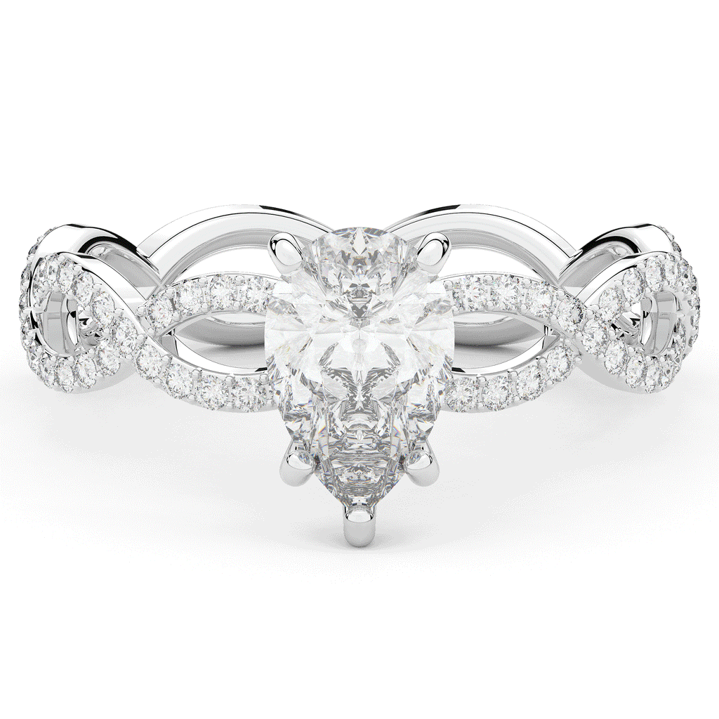 1.30CT.TW PEAR LAB DIAMOND TWIST BAND ENGAGEMENT RING - Nazarelle