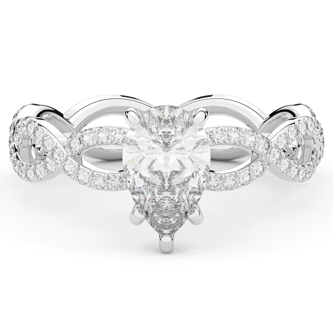 1.30CT.TW PEAR LAB DIAMOND TWIST BAND ENGAGEMENT RING - Nazarelle