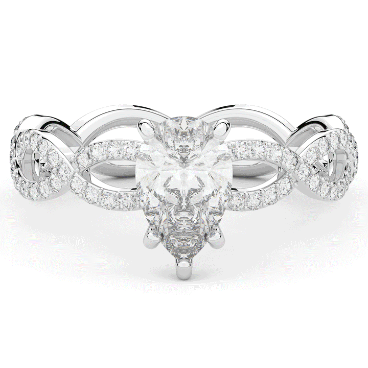 1.30CT.TW PEAR LAB DIAMOND TWIST BAND ENGAGEMENT RING - Nazarelle