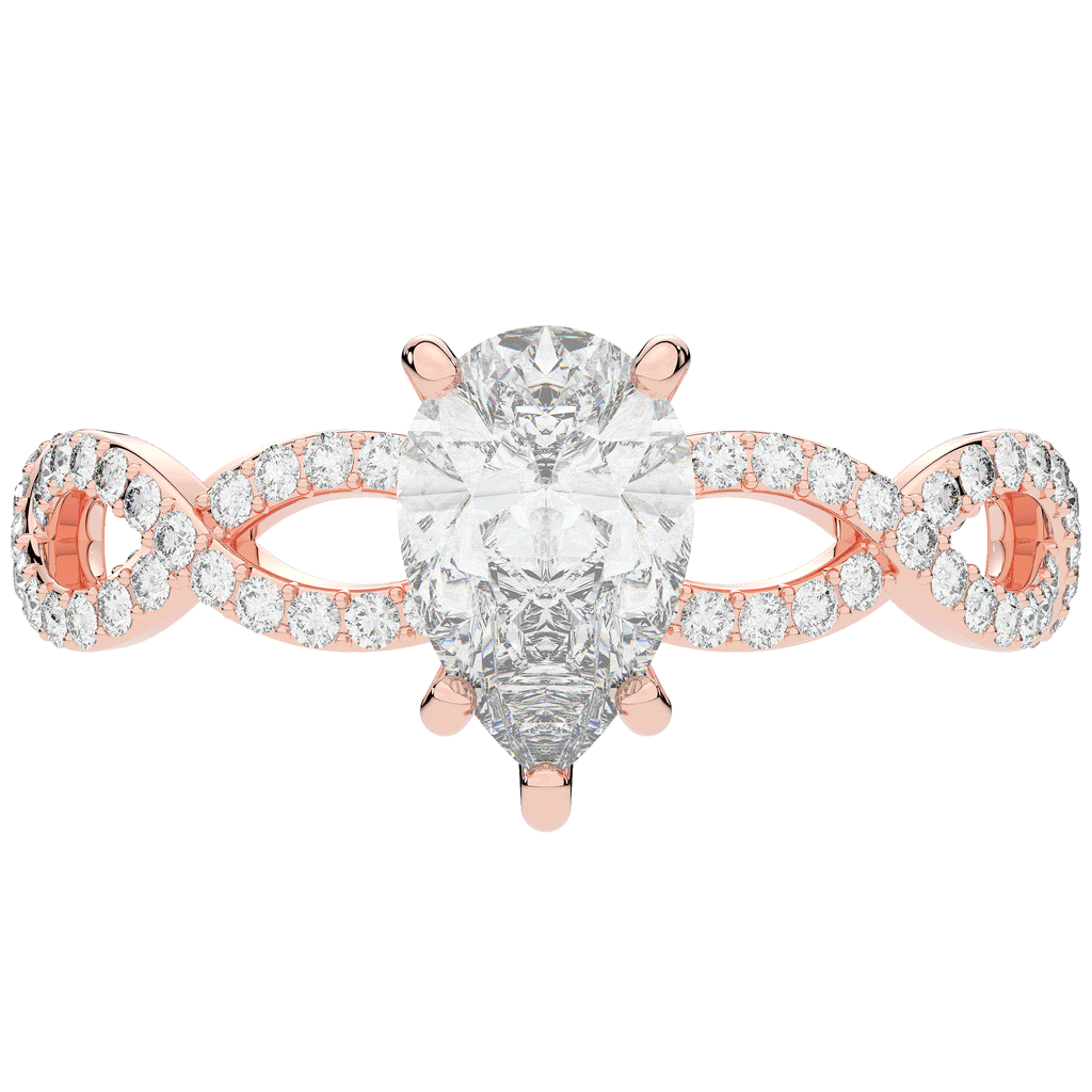 1.30CT.TW PEAR LAB DIAMOND TWIST BAND ENGAGEMENT RING - Nazarelle