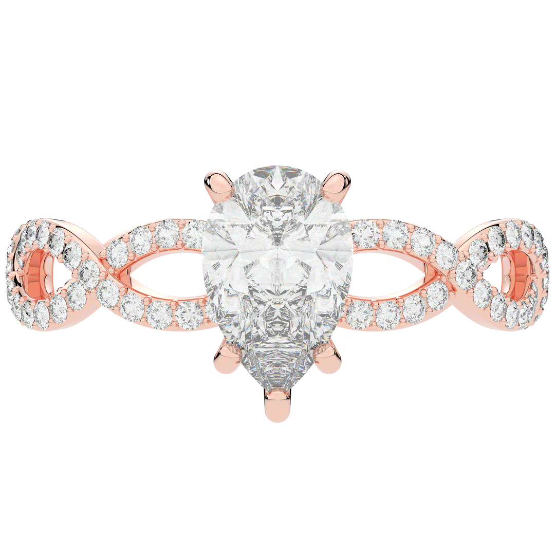 1.30CT.TW PEAR LAB DIAMOND TWIST BAND ENGAGEMENT RING - Nazarelle