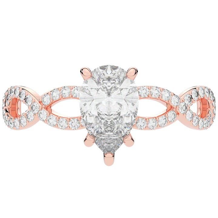 1.30CT.TW PEAR LAB DIAMOND TWIST BAND ENGAGEMENT RING - Nazarelle