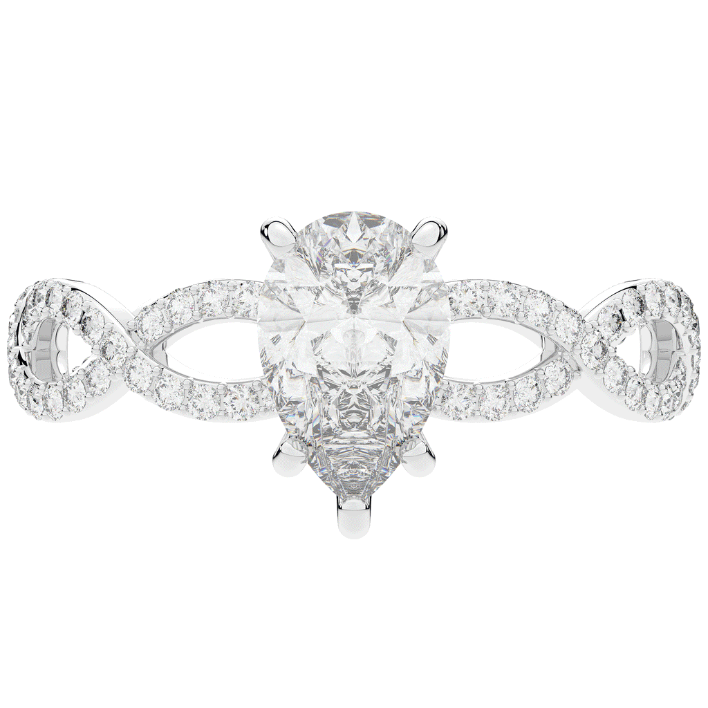 1.30CT.TW PEAR LAB DIAMOND TWIST BAND ENGAGEMENT RING - Nazarelle