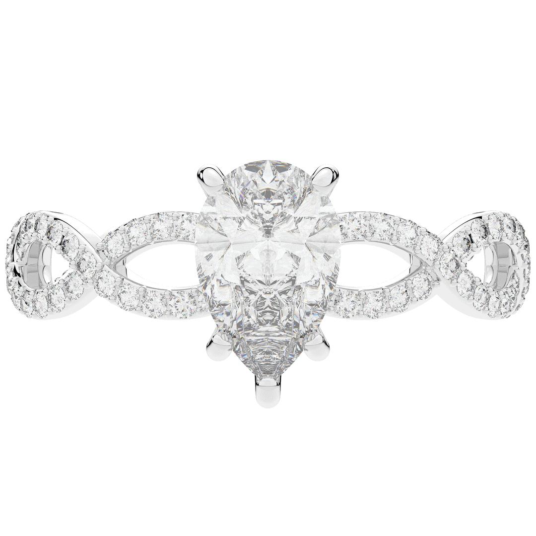 1.30CT.TW PEAR LAB DIAMOND TWIST BAND ENGAGEMENT RING - Nazarelle