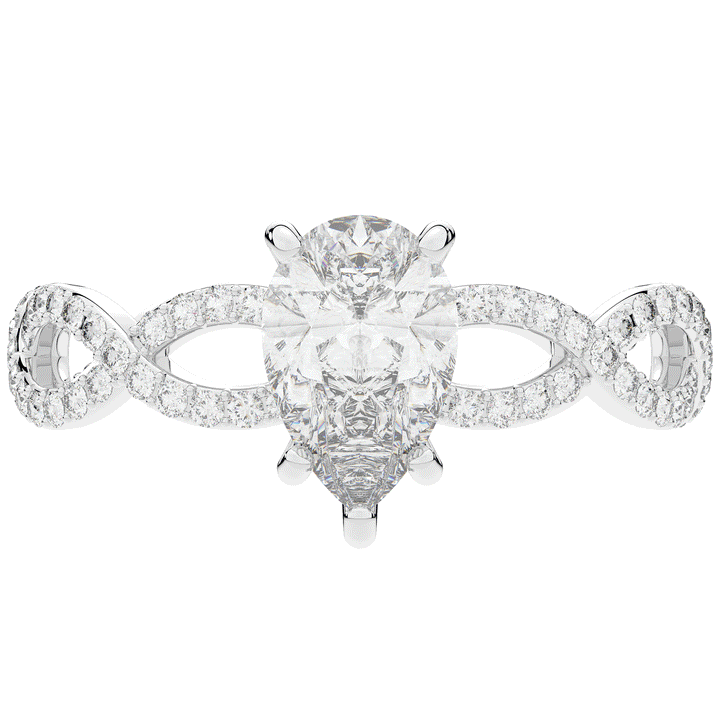 1.30CT.TW PEAR LAB DIAMOND TWIST BAND ENGAGEMENT RING - Nazarelle