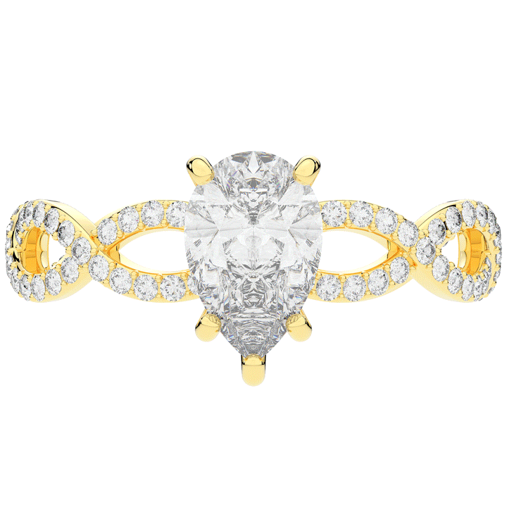 1.30CT.TW PEAR LAB DIAMOND TWIST BAND ENGAGEMENT RING - Nazarelle