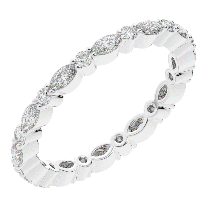 0.75CT.TW MARQUISE AND ROUND LAB DIAMOND ETERNITY WEDDING BAND - Nazarelle