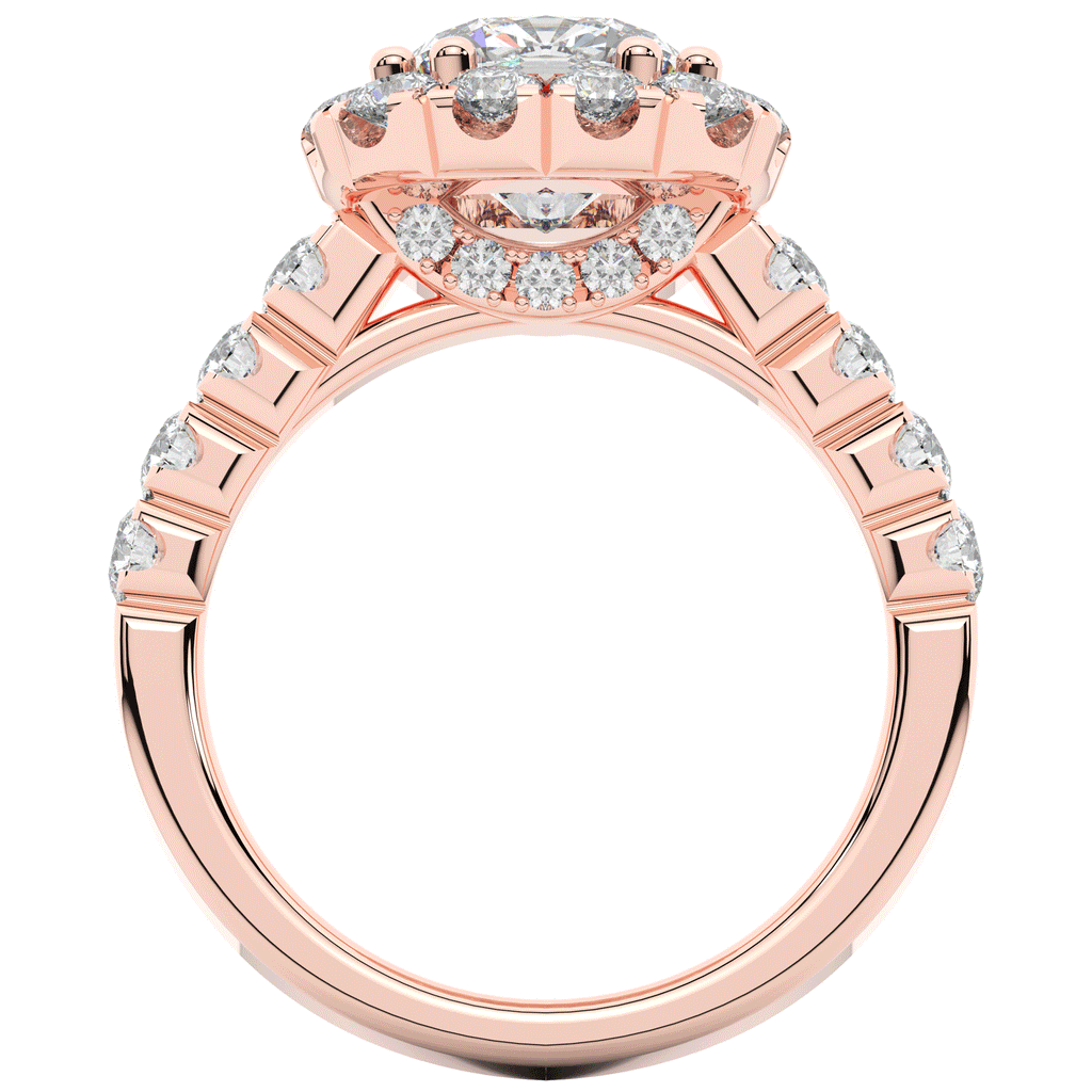 3.45CT.TW CUSHION LAB DIAMOND HALO ENGAGEMENT RING - Nazarelle
