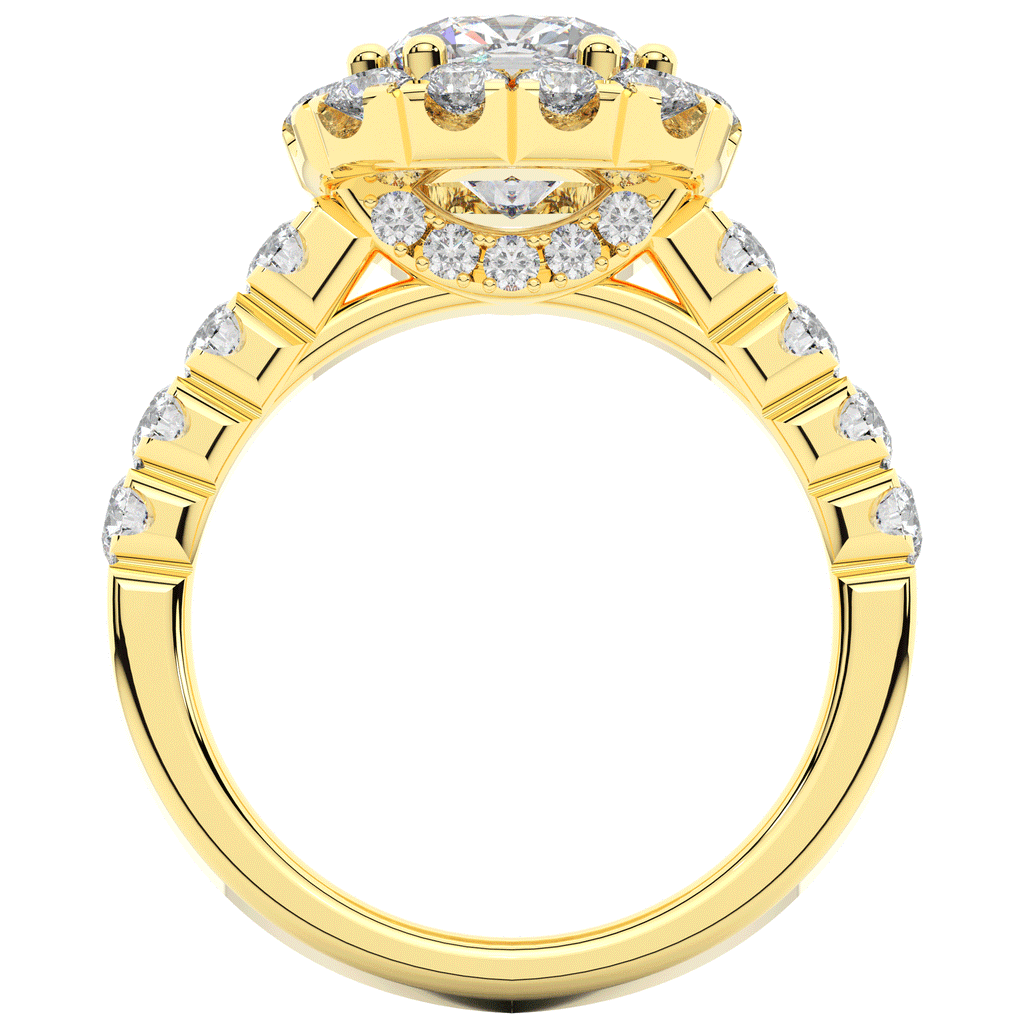 3.45CT.TW CUSHION LAB DIAMOND HALO ENGAGEMENT RING - Nazarelle