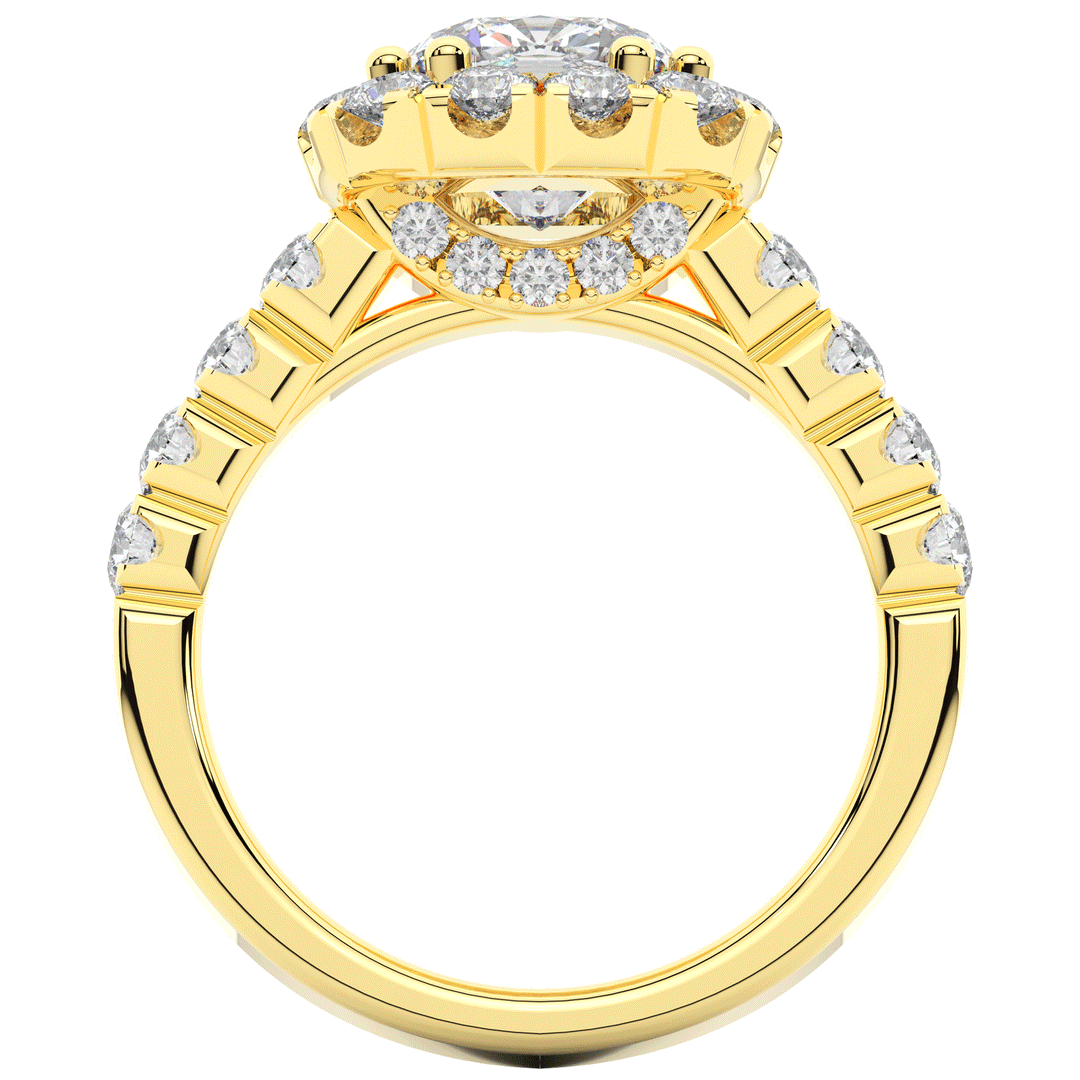 3.45CT.TW CUSHION LAB DIAMOND HALO ENGAGEMENT RING - Nazarelle
