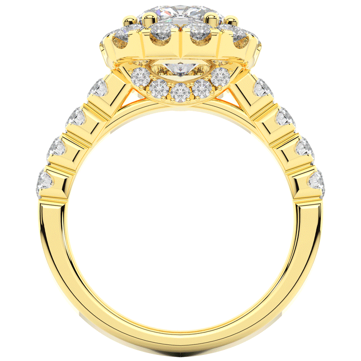 3.45CT.TW CUSHION LAB DIAMOND HALO ENGAGEMENT RING - Nazarelle