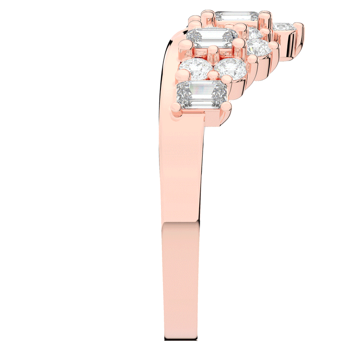 0.90CT.TW ROUND AND EMERALD CUT LAB DIAMOND CURVED WEDDING BAND - Nazarelle